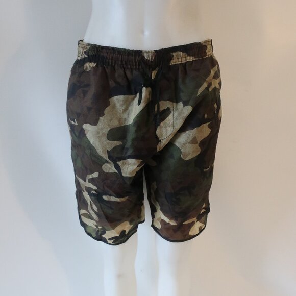 Mens Son of a King Brown Olive Green Black Camo Flat Front Drawstring Shorts L - Picture 3 of 7